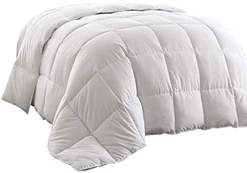 Royal Linen White Duck Down and Feather Comforter Hypoallergenic Light Weight Duvet Insert 100% Cotton Shell 300 Thread Count